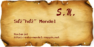 Sáhó Mendel névjegykártya